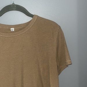 cute soft rubbed basic neutral brown t shirt